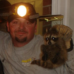 Thumbnail photo of: Raccoons in a fireplace
